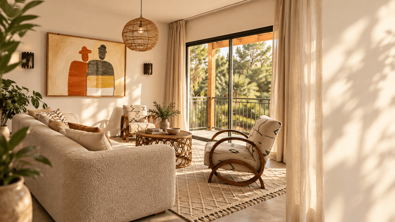 Illustration of a light-filled living room